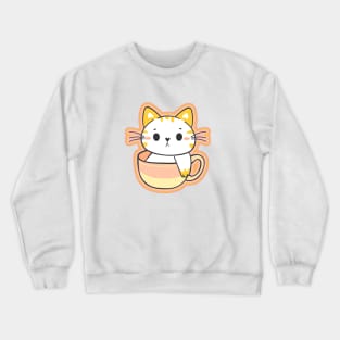 Adorable cat sitting in a coffee cup Crewneck Sweatshirt